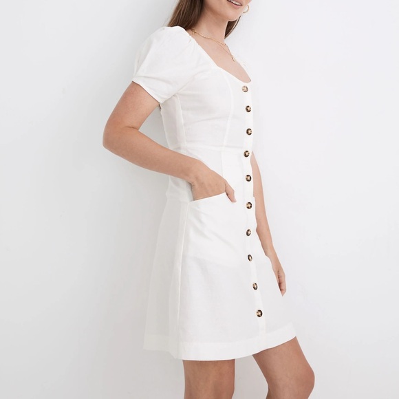 Madwell Linen-Cotton Puff-Sleeve Mini Dress size 16W - Picture 2 of 8